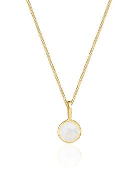 Selene Single Pendant Moonstone Necklace in Gold
