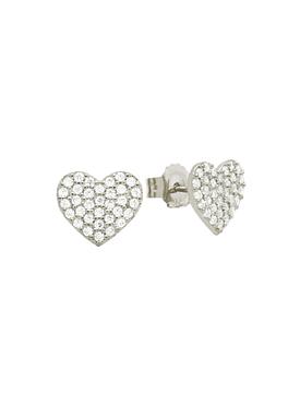 My Valentine CZ Heart Stud Earrings in Silver