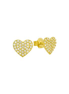 My Valentine CZ Heart Stud Earrings in Gold