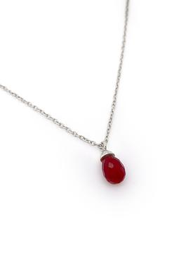 Bella Cherry Red Garnet Necklace in Sterling Silver