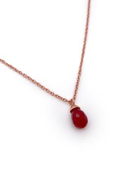 Bella Cherry Red Garnet Necklace in Rose Gold