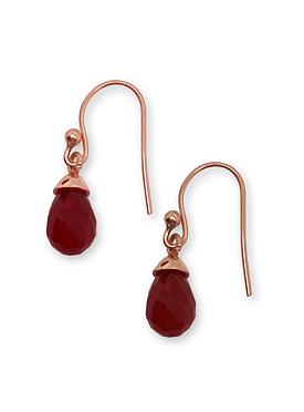 Bella Cherry Red Garnet Earrings in Rose Gold