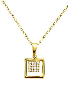 Maisie Square Cluster Necklace in Gold