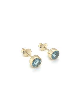 Astley Solitaire Blue Topaz Stud Earrings in Gold