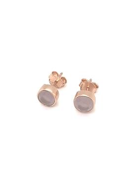 Astley Solitaire Rose Quartz Stud Earrings in Rose Gold