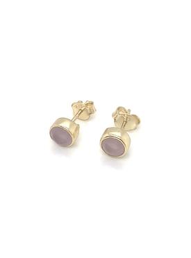 Astley Solitaire Rose Quartz Stud Earrings in Gold