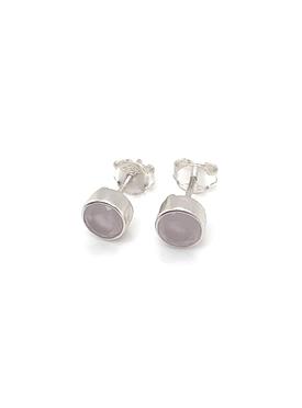Astley Solitaire Rose Quartz Stud Earrings in Sterling Silver