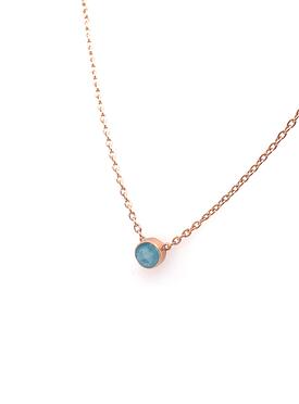 Astley Solitaire Blue Topaz Necklace in Rose Gold