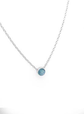 Astley Solitaire Blue Topaz Necklace in Sterling Silver