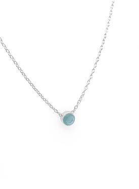 Astley Solitaire Aqua Chalcedony Necklace in Sterling Silver