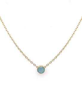 Astley Solitaire Aqua Chalcedony Necklace in Gold