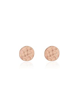 Joy Hammered Circle Disc Earrings in Rose Gold