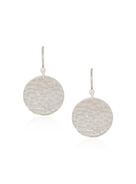 Joy Hammered 20mm Circle Disc Charm Earrings in Silver