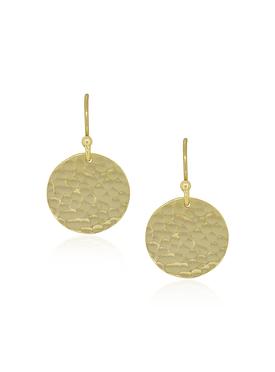 Joy Hammered 20mm Circle Disc Charm Earrings in Gold