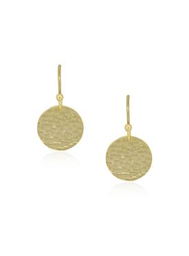 Joy Hammered 15mm Coin Tag Charm Earrings in Gold