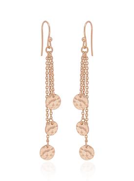 Joy Hammered Multi Coin Tag Charm Earrings in Rose Gold