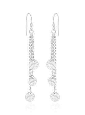 Joy Hammered Multi Coin Tag Charm Earrings in Silver