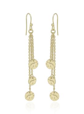 Joy Hammered Multi Coin Tag Charm Earrings in Gold