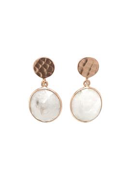 Joy Hammered Moonstone Gemstone Earrings in Rose Gold