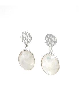 Joy Hammered Moonstone Gemstone Earrings in Silver