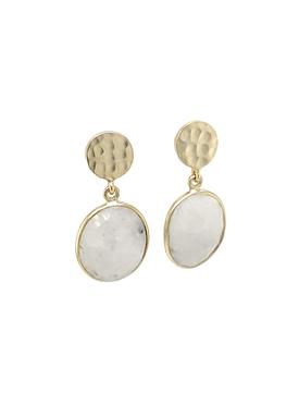 Joy Hammered Moonstone Gemstone Earrings in Gold