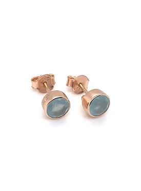 Astley Solitaire Aqua Chalcedony Stud Earrings in Rose Gold