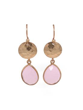 Joy Teardrop Rose Quartz Gemstone Earrings in Rose Gold