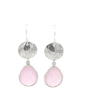 Joy Teardrop Rose Quartz Gemstone Earrings in Silver