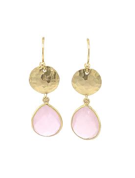 Joy Teardrop Rose Quartz Gemstone Earrings in Gold