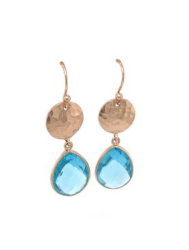 Joy Teardrop Blue Topaz Gemstone Earrings in Rose Gold