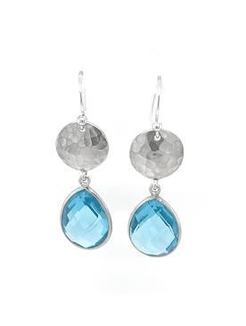 Joy Teardrop Blue Topaz Gemstone Earrings in Silver