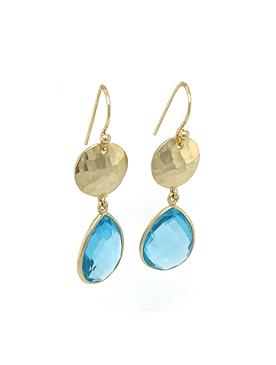 Joy Teardrop Blue Topaz Gemstone Earrings in Gold