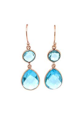Joy Double Blue Topaz Gemstone Drop Earrings in Rose Gold