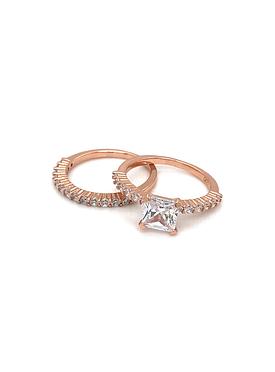 Aaliyah Princess Solitaire Stacking Rings in Rose Gold