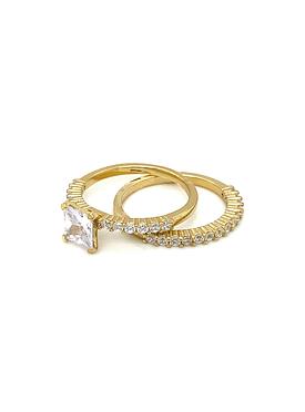 Aaliyah Princess Solitaire Stacking Rings in Gold