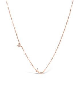 Aurora CZ Star and Moon Necklace in Rose Gold