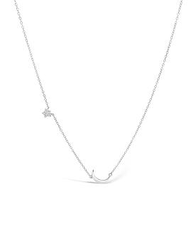 Aurora CZ Star and Moon Necklace in Sterling Silver