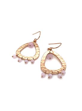 Joy Rose Quartz Multi Gemstone Drop Earrings in Rose Gold