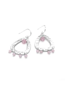 Joy Rose Quartz Multi Gemstone Drop Earrings in Silver