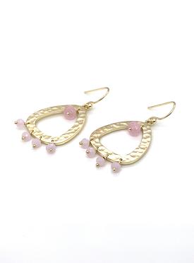 Joy Rose Quartz Multi Gemstone Drop Earrings in Gold