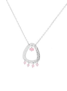Joy Rose Quartz Multi Gemstone Drop Necklace in Silver