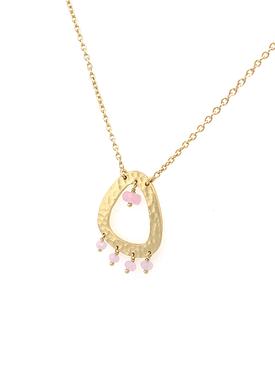 Joy Rose Quartz Multi Gemstone Drop Necklace in Gold