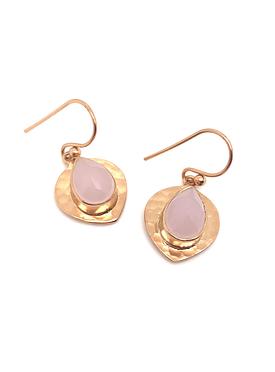 Joy Facet Teardrop Rose Quartz Gemstone Earrings in Rose Gold