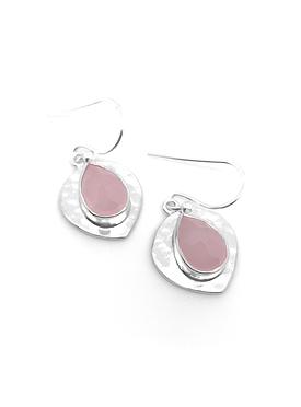 Joy Facet Teardrop Rose Quartz Gemstone Earrings in Silver